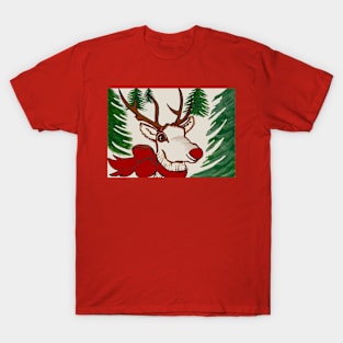 Red nosed reindeer in the woods T-Shirt